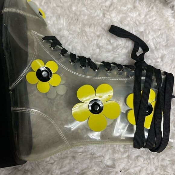 Clear Floral Platform Heeled Boots - Picture 10 of 14